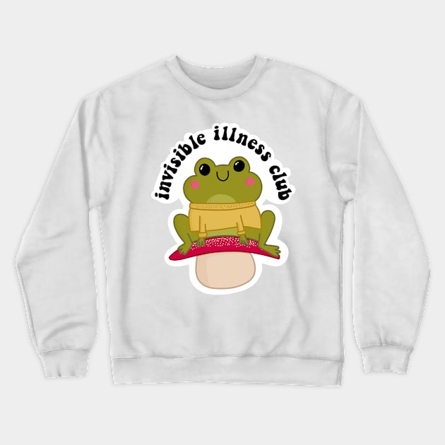 Invisible Illness Club - Cute Frog Mushroom Sticker Crewneck Sweatshirt by tonirainbows